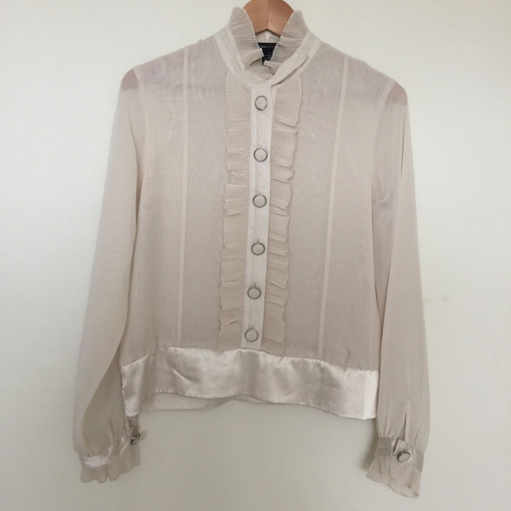 BCBGMAXAZRIA Ruffles Chiffon Blouse